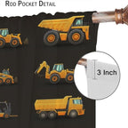 Kids Construction Window Curtains, Construction Machinery Equipment Mode of Transport Bulldozer Tractor Windows Curtain for Children Teens Room Decor 72x63in (30% Blackout)