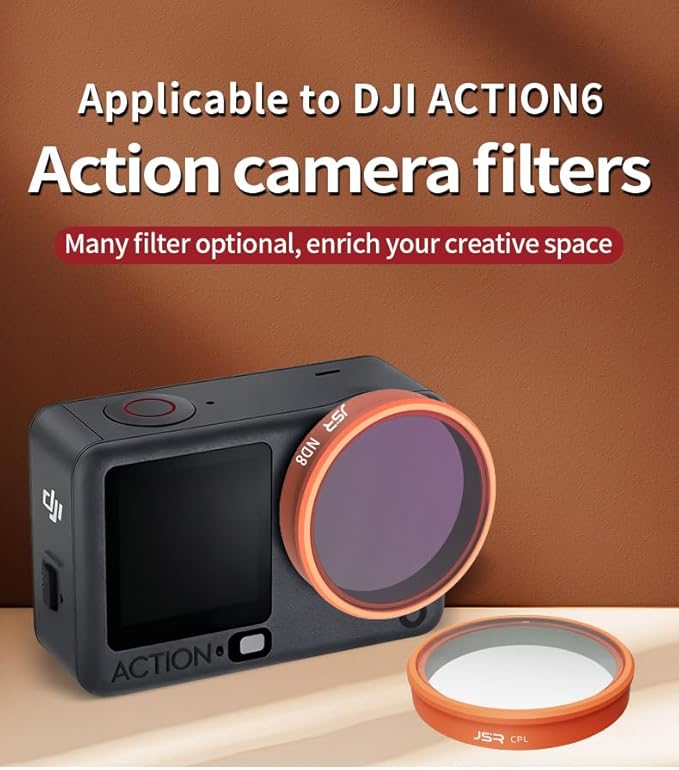 Osmo Action 6 Filter,Lens Filter Set for DJI Osmo Action 6 Camera,Waterproof, Oil-Resistant, Easy to Install (ND-PL 8 16 32 64)