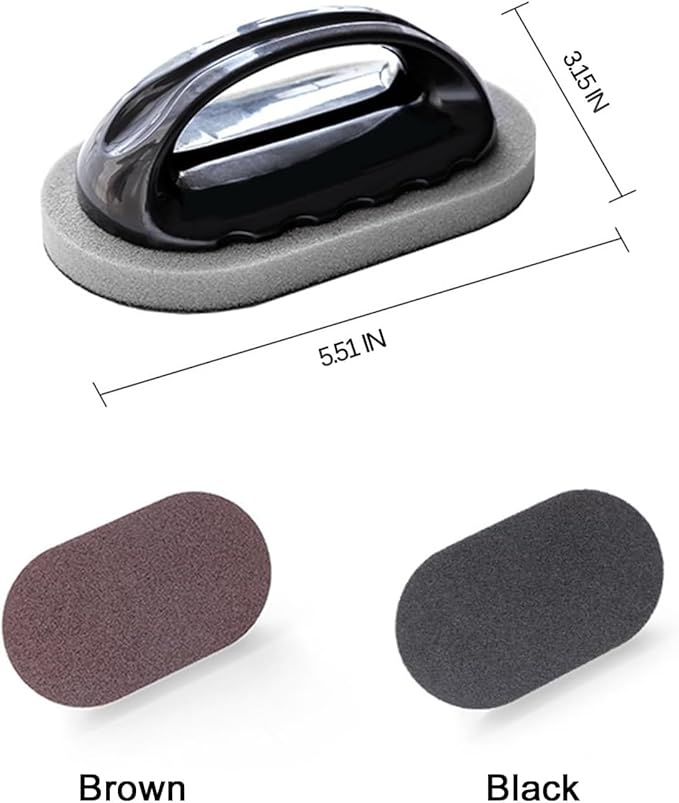 Nano Carborundum Sponge,Emery Sponge Kitchen Pot Brush with Handle,Scouring Pad Pot Scrubber,Pot Cleaner for Bottom of Pans,Wet Dry Sanding Sponges (Brown*1pc)