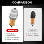 Upgrade Aluminum Engine Oil Filter Housing Cap with Oil Filter Compatible with Jeep Wrangler Chrysler 200 300 Dodge Charger Challenger Ram 1500 ProMaster Replace# 917-190 68191349AA (W/O BYPASS STYLE)
