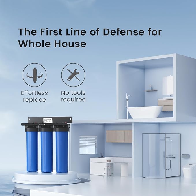 Waterdrop Whole House Water Filter, Carbon Filter, Reduce Iron & Manganese Filter Cartridge, Replacement for, Any 20" x 2.5" System, 5 Micron，WD-WF20PFC