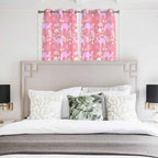 2 Panel Kitchen Cafe Curtains, Desert Camel Sunlight Filtering Nature Air Through, Window Decor Tier Curtains for Living Room 104W x 52L inch Vintage Sand Camel Leaves Flower Pattern Pink