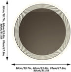 Bathroom Mirror with LED Lights, Wall Mirror with Touch Sensor, Round Mirror with Demister Pad, 3 Light Modes, for Living Room and Bathroom(A,80cm/31.5in)