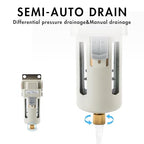 1/2" NPT Air Dryer for Compressor | Compressed Air Line Filter | 5 Micron Brass Element|Bracket, Poly Bowl, 145 psI