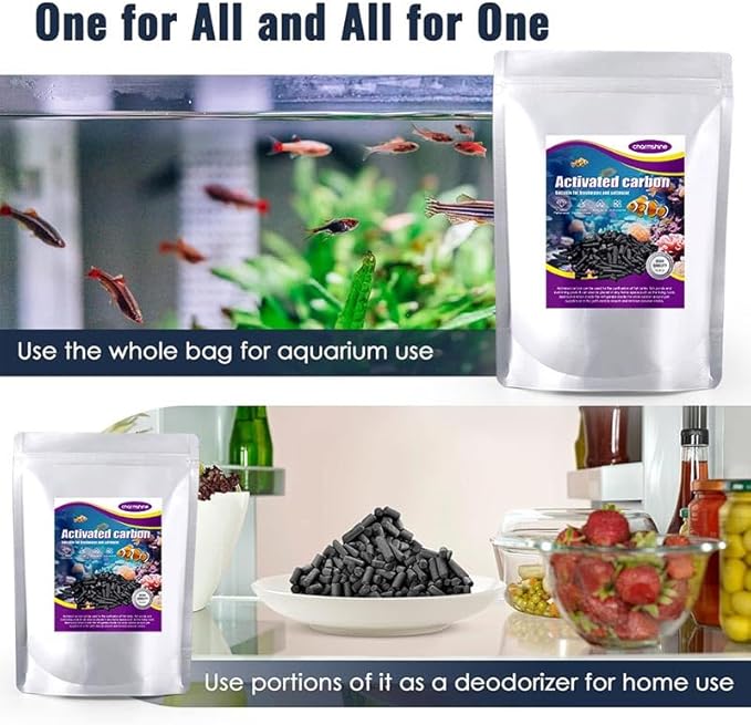 Activated Carbon Pellets for Aquarium Filter Media Activated Charcoal Bulk Fish Tank Charcoal Pellets Carbon Aquarium Filter for Fish Tanks, Freshwater,Saltwater (2.4lb with Mesh Bag)