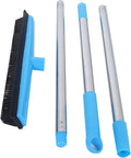 Multifunctional Broom, Telescopic Carpet Rake Rubber Pp 12.6in Brush Easy Wash Floor Carpet Broom for Pet Hair Dust Removal Tile Window Cleaner (Blue)