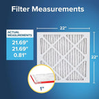 Filtrete 22x22x1 AC Furnace Air Filter, MERV 11, MPR 1000, Micro Allergen Defense, 3-Month Pleated 1-Inch Electrostatic Air Cleaning Filter, 6 Pack (Actual Size 21.69x21.69x0.81 in)