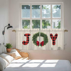 Red Green Christmas Kitchen Tier Curtains 24 Inch Long 2 Panel Set,Rod Pocket Cafe Small Window Curtains Over Sink,Farmhouse Xmas Botanical Winter Short Drapes for Bathroom Cabinet 27.5"W x 24"L