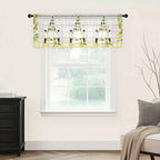 Lemon Dwarfs Sheer Valance Curtains, Gnome Green Leaf Wood Striped Black Plaid Light Filtering Kitchen Valances Rod Pocket Voile Curtain Window Treatment for Bedroom/Living Room/Basement 60Wx18L