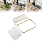 Kitchen Food Waste Filter Basket with 50Pcs Mesh Bag Collapsible Residue Filter Screen Holder Square Bracket Corner Hanging Drain Rack Sink Strainer White 2pcs