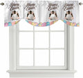 Grey Easter Tie Up Valance Curtains for Windows, Kitchen Curtains Window Shades, Spring Cartoon Bunny Colorful Eggs Wood Grain Light Filtering Roman Curtain Valances for Bedroom/Bathroom/Cafe 54"x18"