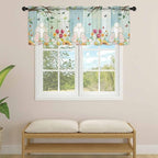 Easter Sheer Valances for Windows 54"x18", Light Filtering Kitchen Curtains Valance, Spring Watercolor Eggs Country Tulip Wooden Grain Rod Pocket Chiffon Curtains for Living Room Bedroom Cafe