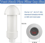 1.5 Inch Vent Stack Pipe Filter,Septic Tank Filter Vent Sewer Vents Cap for PVC Roof ABS Pipe Plumbing,Roof Vents Filters Remove Outdoor Septic and Sewer Odors&Improve Yard Patio Air,with Mushroom Cap