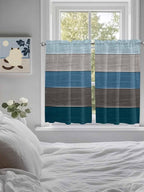 Retro Farm Blue Gray Wood Grain Window Valance Curtains, Rustic Wooden Plank Light Filtering Kitchen Valance with 3-inch Rod Pocket for Living Room Bathroom Bedroom,2 Panel,27.5x45In
