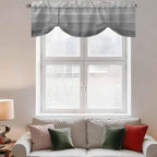 Grey Ombre Wooden Tie Up Valance Curtains for Windows, Kitchen Curtains Window Shades, Farmhouse Retro Gray Wood Gradient Light Filtering Roman Curtain Valances for Bedroom/Bathroom/Cafe 42"x18"