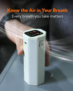 Portable Air Monitor, Lumopal Air Sensor with CO/TVOC/HCHO/EX/Humidity/Temp/Pressure Detector Indoor/Outdoor, VOC Meter CO Detector Gas Alert with 8000mah Long Lasting for Home Camping (White)