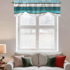 Turquoise Teal Tie Up Valance Curtains for Windows, Kitchen Curtains Window Shades, Farmhouse Retro Ombre Wooden Grain Light Filtering Roman Curtain Valances for Bedroom/Bathroom/Cafe 42"x18"
