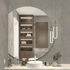 Half circle mirror，half circle mirrors for wall，half moon mirrors for wall，Dimmable LED Vanity Mirror Half Circle,Illuminated Mirror with Demister Pad, Anti-fog bathroom mirror，3 colours dimmable(Whit