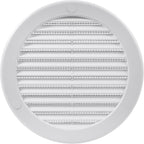 Vent Systems 5" Inch (Opening Dimensions) White Soffit Vent Cover - Plastic Round Air Vent Grille - Built-in Mesh Screen - HVAC Register Louver for Bathroom, Home, Kitchen
