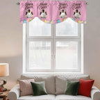 Pink Easter Tie Up Valance Curtains for Windows,Kitchen Curtains Window Shades,Easter Bunny Eggs Spring Cartoon Farmhouse Wood Grain Light Filtering Curtain Valances for Bedroom/Bathroom/Cafe 42"x12"