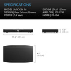 AC Infinity AIRCOM S6, Quiet Cooling Blower Fan System 12" Rear-Exhaust for Receivers, Amps, DVR, AV Cabinet Components