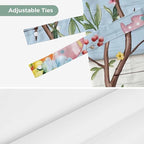 Easter Tie Up Valance Curtains for Windows, Kitchen Curtains Window Shades, Spring Watercolor Bunny Eggs Wood Grain Teal Blue Light Filtering Roman Curtain Valances for Bedroom/Bathroom/Cafe 60"x18"