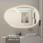 JSLJDM 800 mm Illuminated Backlit LED Bathroom Mirror, Wall Mounted Multifunction Bathroom Vanity Mirror with Lights and Demister Pad, Energy-Saving Illuminated Smart Mirror