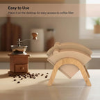 Cone Coffee Filter Holder for Counter, Bamboo Coffee Filter Storage Container, Large Capacity Can Hold 120 Pcs Cone Paper Filters Size #01#02#04
