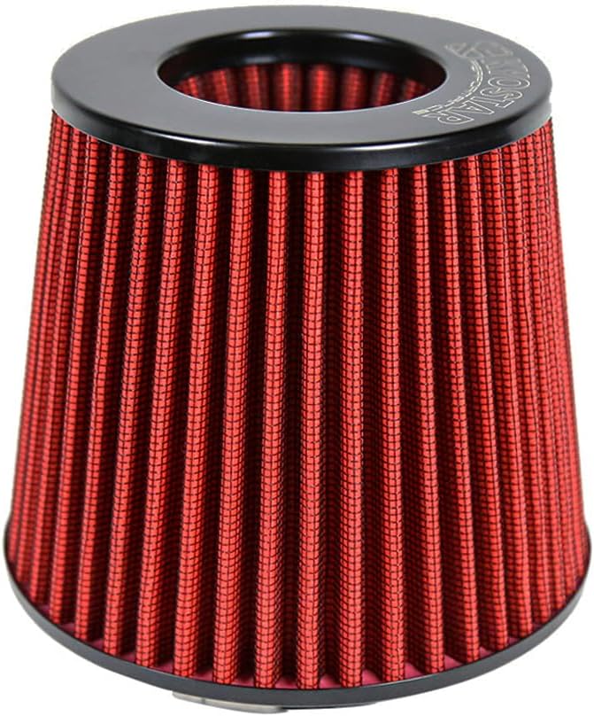 KYOSTAR Universal 3" (76mm) High-Flow Air Filter, Reusable Cone Cold Air Intake, High Performance, Washable, Clamp-On Car High Flow Dry Air Kit, Flange Diameter: 3 Inch, Filter Height: 6.1 Inch, Red