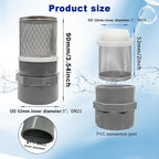 1" Stainless Steel Filter Cover Connected to 1 inch/DN25 Grey PVC Filter Water Pipe, Vent Cap Suction Strainers Used to Remove Debris and Reduce Solid Entry(1pcs)