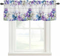 Spring Flowers Curtain Valances for Windows, Kitchen Valance Window Treatment, Watercolor Garden Florals Wooden Grain Light Filtering Block Curtains for Bathroom/Bedroom/Living Room 42'' x 18''