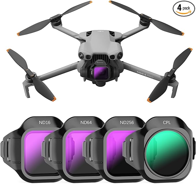 FPVtosky ND & CPL Filter Set Compatible with DJI Mini 5 Pro, Multi-Coated Optical Glass Filter Drone Camera Accessories (4 Pack-CPL+ND16/64/256)