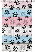 Sheer Curtains 96 Inches Long, Pink Blue Paw Print Semi Sheer Curtains Light Filtering Window Treatment, Vintage Farmhouse Wooden Grain Privacy Voile Drapes for Living Room Bedroom 52x96 Inch
