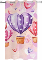 Hot Air Balloons Waterproof Outdoor Curtains for Patio, Windproof Weatherproof Curtains with Weighted Hem, Valentine's Day Watercolor Love Balloons Light Filtering Privacy Drapes for Porch 54"x 95"
