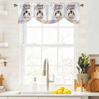 Grey Easter Tie Up Valance Curtains for Windows, Kitchen Curtains Window Shades, Spring Cartoon Bunny Colorful Eggs Wood Grain Light Filtering Roman Curtain Valances for Bedroom/Bathroom/Cafe 42"x12"