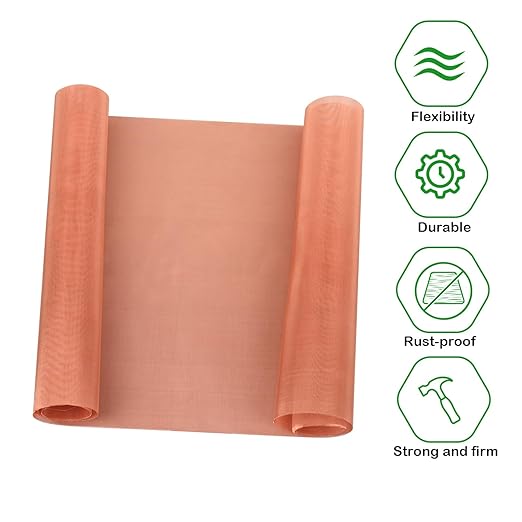 Copper Mesh Screen - 23.6" x 118", 100 Mesh, Dense Filter, 99.9% Pure Copper Fabric DIY Kit for Window Protection