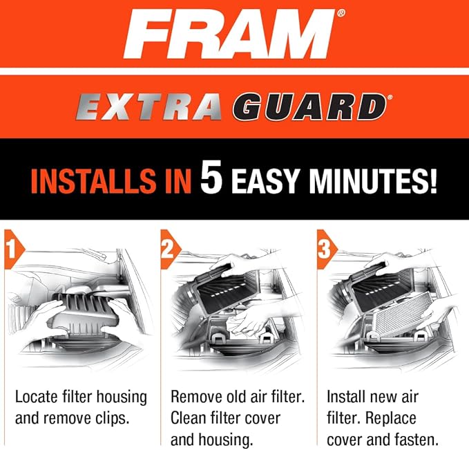 FRAM Extra Guard Rigid Panel Engine Air Filter Replacement, Easy Install w/Advanced Engine Protection and Optimal Performance, CA12073, for Select Chevrolet Vehicles