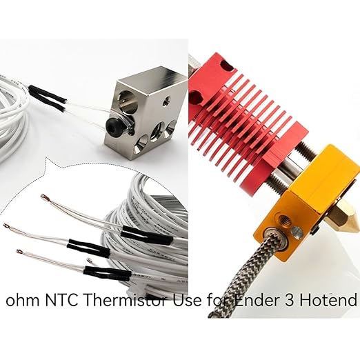 4Pcs Ender 3 Thermistor 1m/39.4Inches, 3D Printer ohm NTC 100K 3950 Thermistor Temp Sensor Compatible for Creality Ender 3/Ender 3 Pro/Ender 3 Neo/Ender 5/Voxelab Aquila, 2Pin XH2.54,