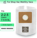 5 Pack Micro Shop VAC Bags 2-2.5 Gallon, Type B 90668 9066800 9066833, All Around EZ QAM70 and CMXZVBE38774 Premium Disposable Dust Collection Bags
