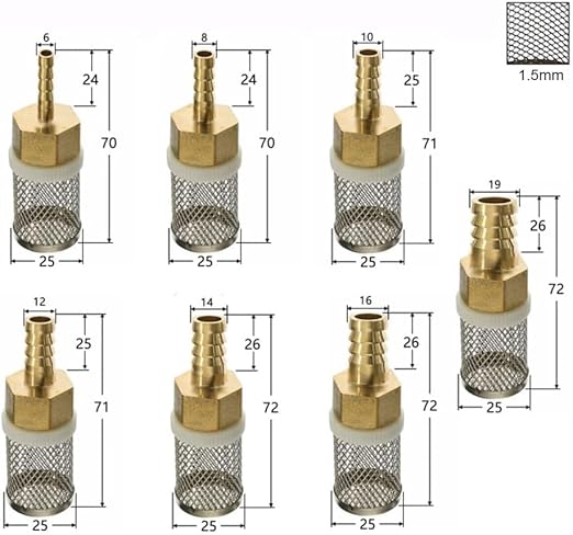 Pro-Grade Sprayer Filter Kit - 6/10/13/19mm Brass & SS Mesh for Car Detailing & Greenhouse Irrigation(12mm)