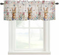 Easter Curtain Valances for Windows, Kitchen Valance Window Treatment, Spring Bunny Butterfly Botanical Wooden Grain Light Filtering Block Curtains for Bathroom/Bedroom/Living Room 54'' x 18''