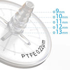 Air Venting Filter Sterile PTFE Hydrophobic Filter Disc 50mm 0.22μm with 7mm-13mm Stepped Hose and Barb Female Luer for Air Filtration, Individually Packed (5)