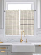 Vintage Country Wooden Board Window Valance Curtains, Gradient Wood Grain Line Light Filtering Kitchen Valance with 3-inch Rod Pocket for Living Room Bathroom Bedroom,2 Panel,52x45In