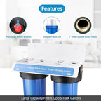 Geekpure 2 Stage Whole House Water Filter System with 10-Inch Blue Housing-1"Port