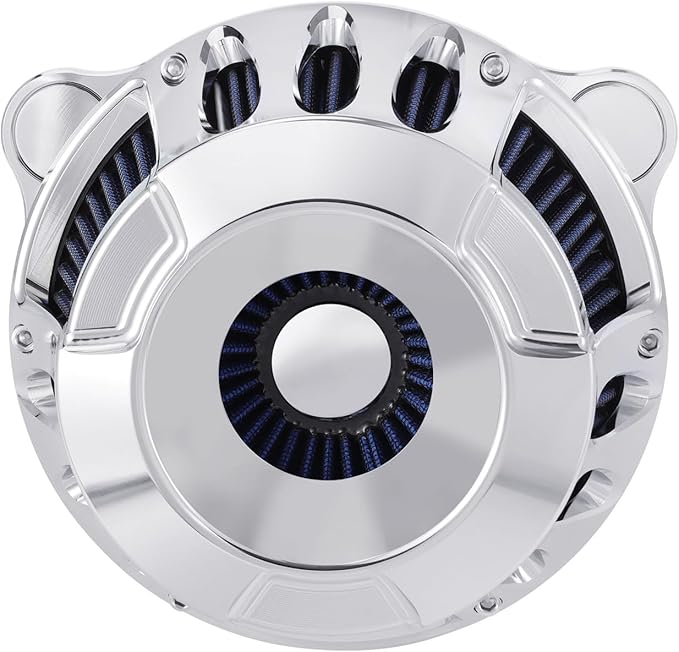 Air Cleaner Motorcycle Air Filter Intake System Kit Fit for Harley Dyna 2000-2017, Softail 2000-2015, Touring 2000-2007(B-Chromed Silver)