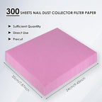 300 Sheets Nail Dust Collector Filter Paper: Disposable Dust Vacuum Filter for Most Nail Dust Fan Extractor Machine, Dust Cleaner Replacement Filter Paper Nail Tech Supplies Accessories for Home Salon