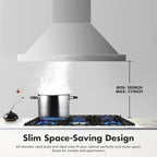VAV Upgraded 48 inch Wall Mount Range Hood Vent Convertible Dual Motors 1500CFM Stainless Steel for Kitchen 4 Speed Exhaust Fan ETL listed (Upgraded Dual Motors)