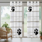 Wood Grain Outdoor Curtains for Patio Claws Animals Wooden White Waterproof Outside Curtains with Grommet Top Weatherproof Curtain for Cabana Pergola Gazebo, 2 Pack, 54" W x 95" L