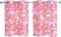 2 Panel Kitchen Cafe Curtains, Desert Camel Sunlight Filtering Nature Air Through, Home Decor Window Covering Tier Curtains for Living Room 55W x 39L inch Vintage Sand Camel Leaves Flower Pattern Pink