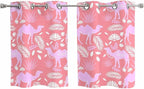 2 Panel Kitchen Cafe Curtains, Desert Camel Sunlight Filtering Nature Air Through, Home Decor Window Covering Tier Curtains for Living Room 55W x 39L inch Vintage Sand Camel Leaves Flower Pattern Pink